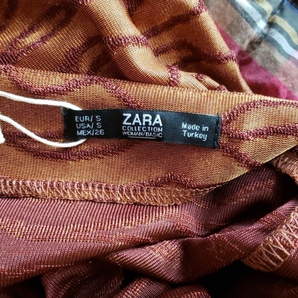 NEW Zara Collection Jacquard Faux Copper Wrap Skirt - Picture 6 of 8